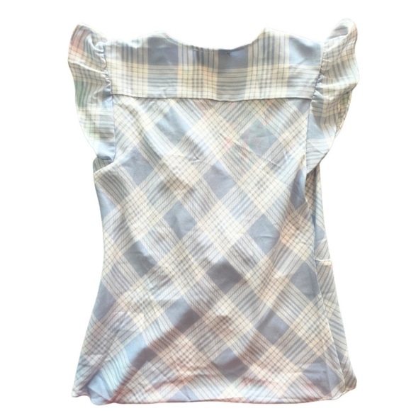 Laundry By Shelli Segal Gingham Blouse Top in Baby Blue and White - Picture 3 of 6